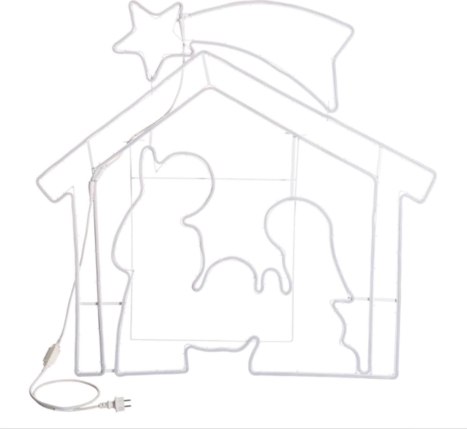 Natività a led bifacciale decorazione natalizia effetto neon da esterno h 115 cm - 2