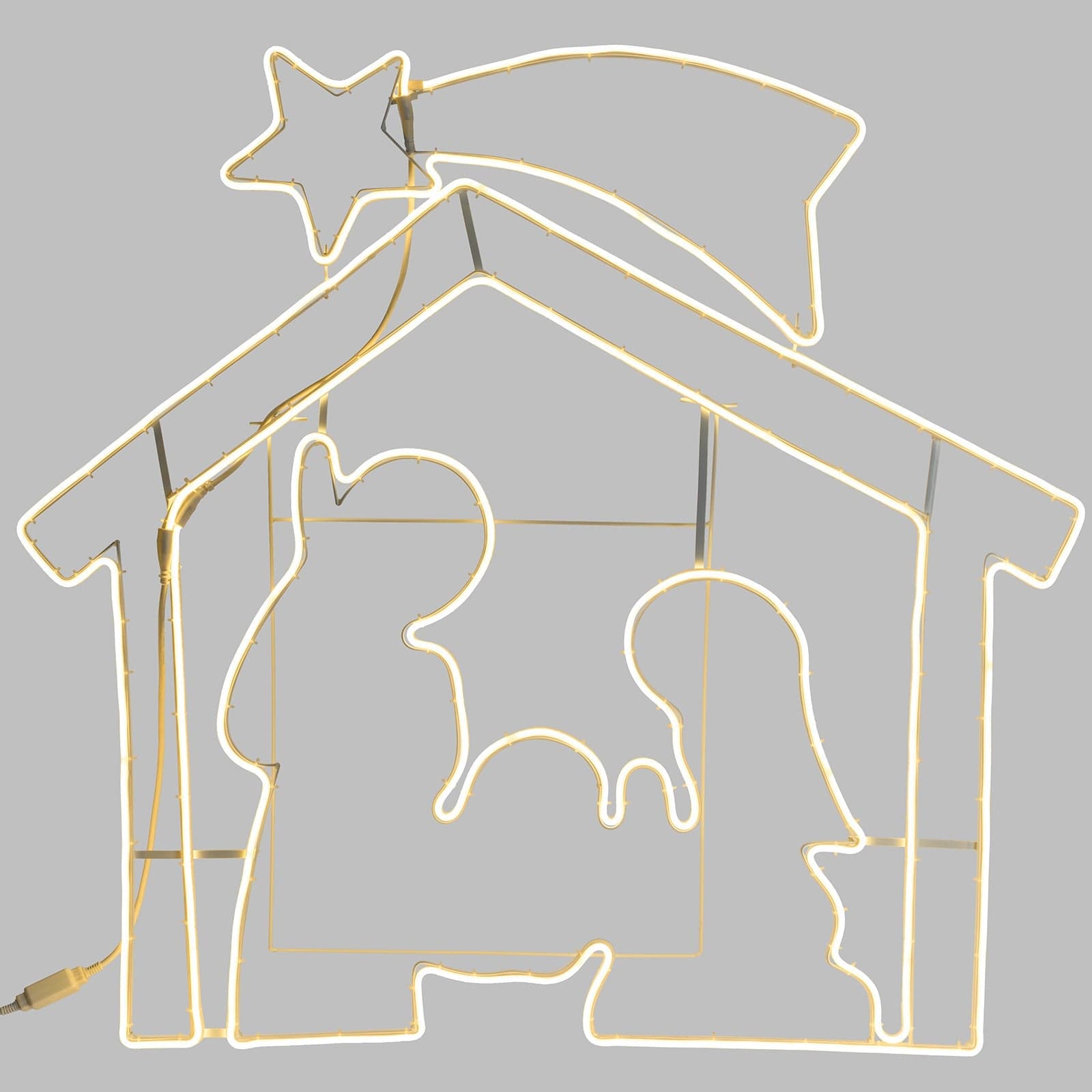 Natività a led bifacciale decorazione natalizia effetto neon da esterno h 115 cm - 5