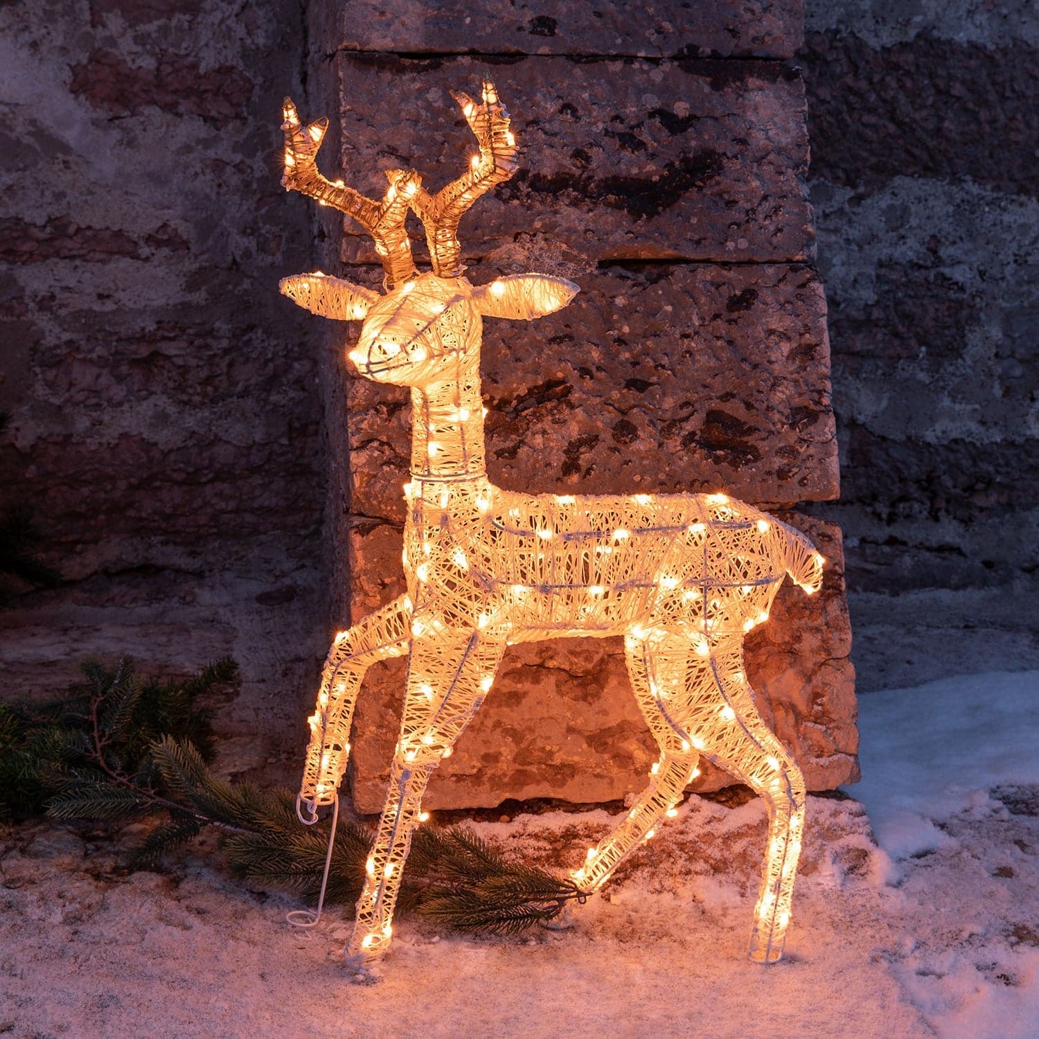 Renna Cream & Brown con zampa alzata, led bianco extra caldo - 5