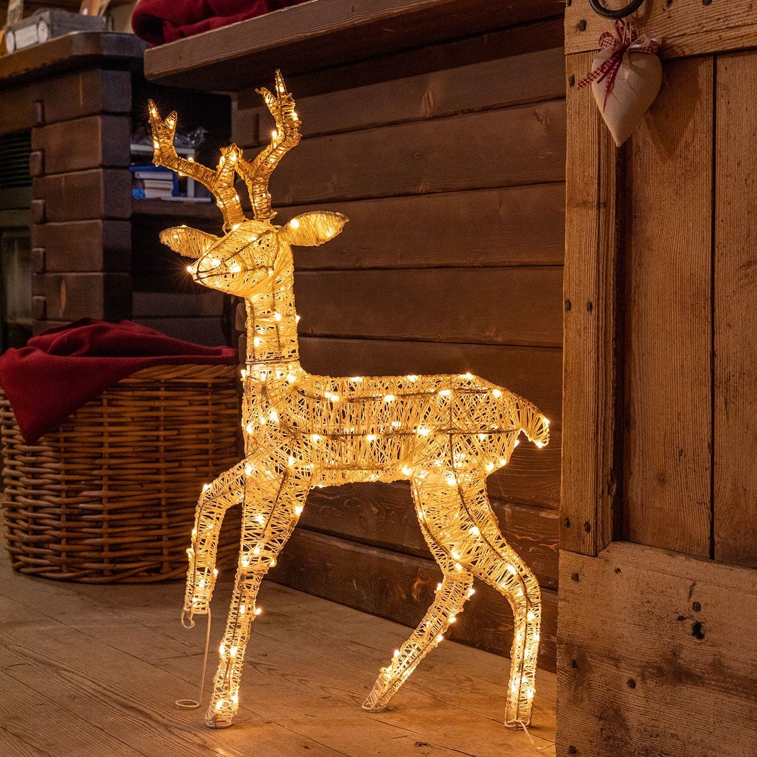 Renna Cream & Brown con zampa alzata, led bianco extra caldo - 6