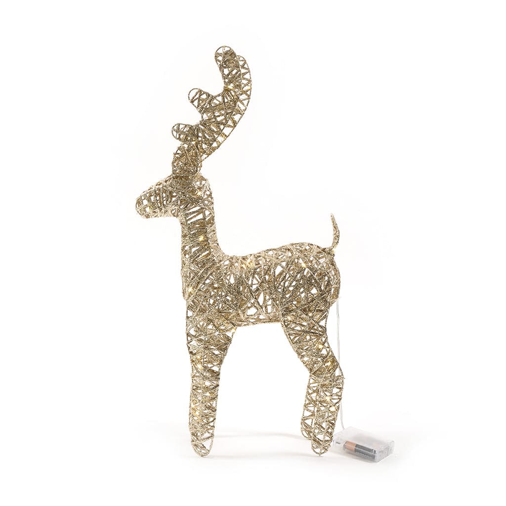 Renna glitterata grande con 50 luci a LED, statuetta da 60 x 30 x 11 cm - 3