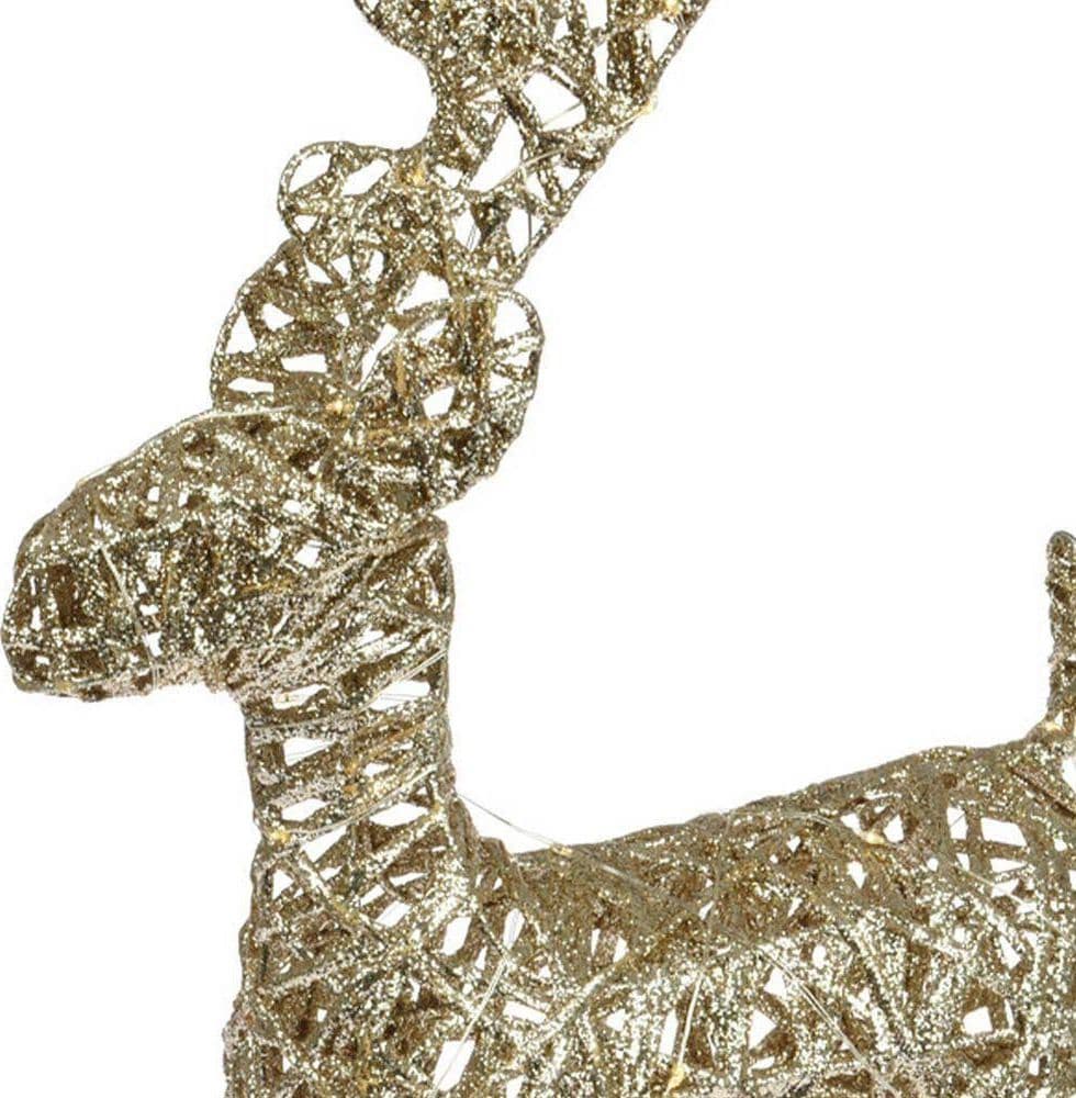 Renna glitterata grande con 50 luci a LED, statuetta da 60 x 30 x 11 cm - 4