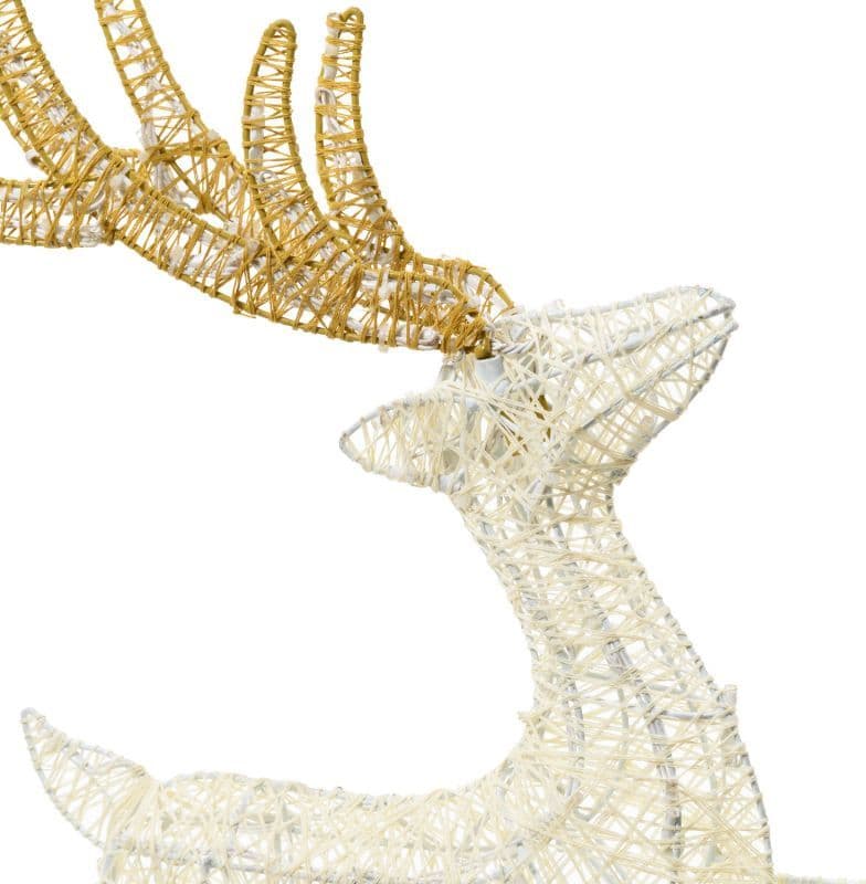 Renna con slitta decorativa 3D con telaio bianco 160 led Ø 5 mm per decorazioni natalizie h 60 cm - 4