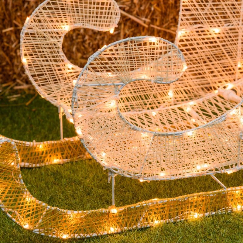 Slitta decorativa 3D con telaio bianco 180 led Ø 5 mm per decorazioni natalizie h 54 cm - 2