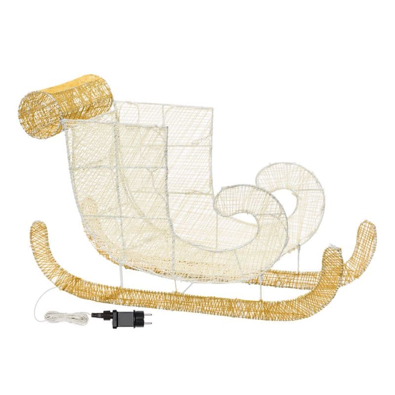 Slitta decorativa 3D con telaio bianco 180 led Ø 5 mm per decorazioni natalizie h 54 cm - 3