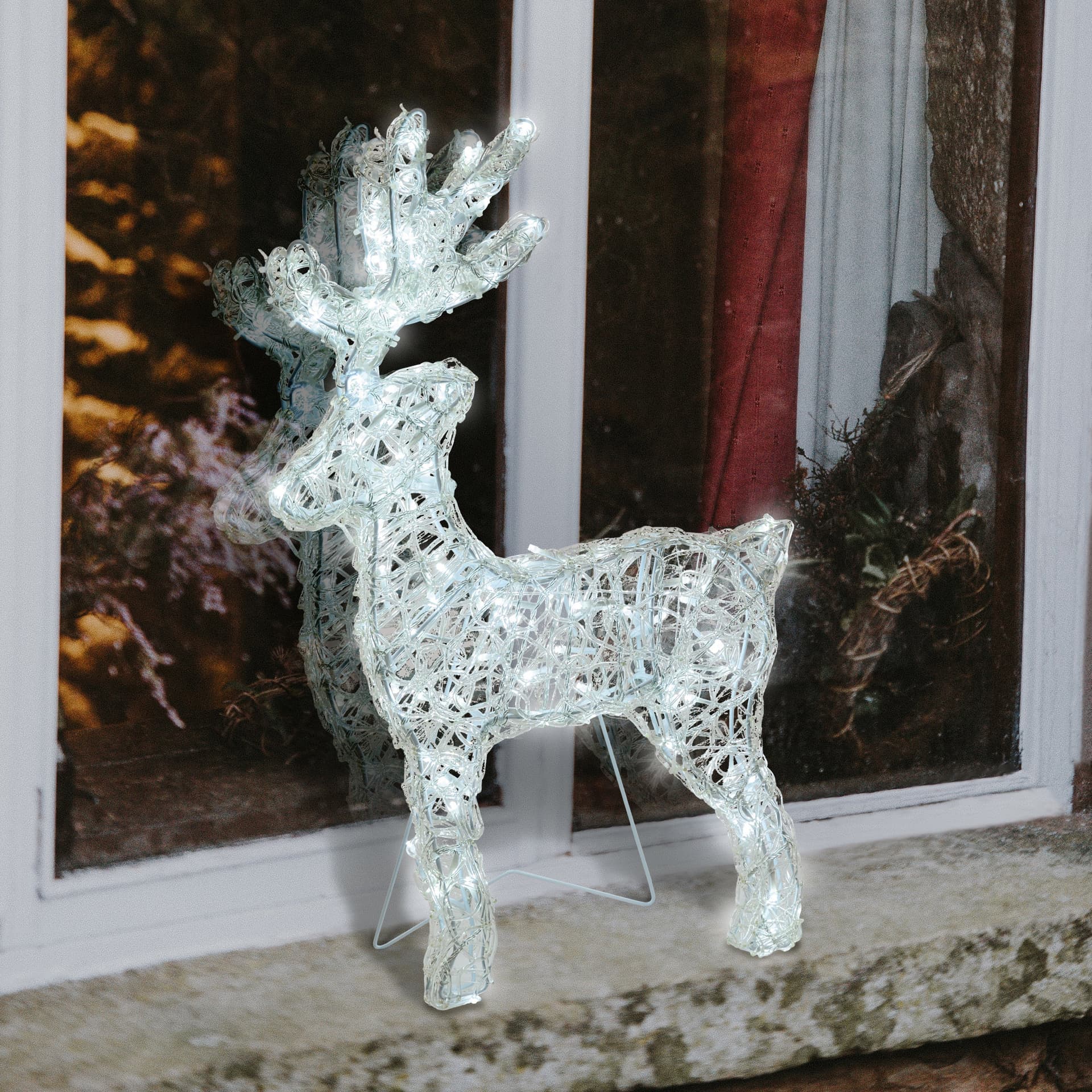 Decorazione natalizia "Renna" 3D con led bianco per uso interno ed esterno - 3