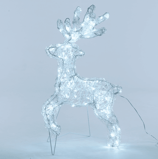 Decorazione natalizia "Renna galoppante" 3D con led bianco per uso interno ed esterno - 6