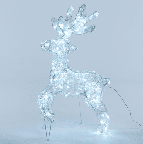 Decorazione natalizia "Renna galoppante" 3D con led bianco per uso interno ed esterno - 6