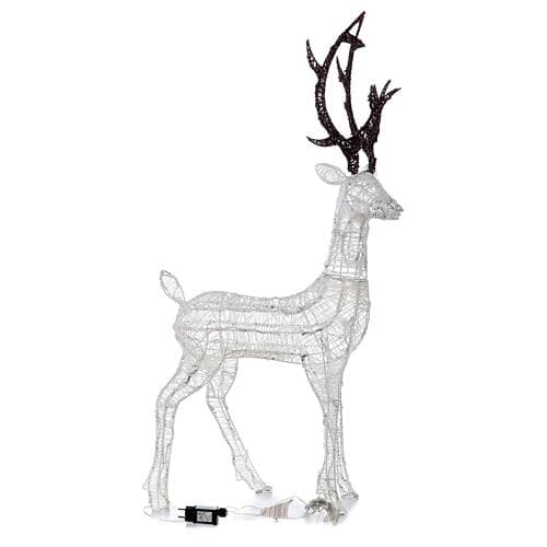 Renna natalizia luminosa con Glitter Bianco e 200 led da esterno h 100 cm - 2