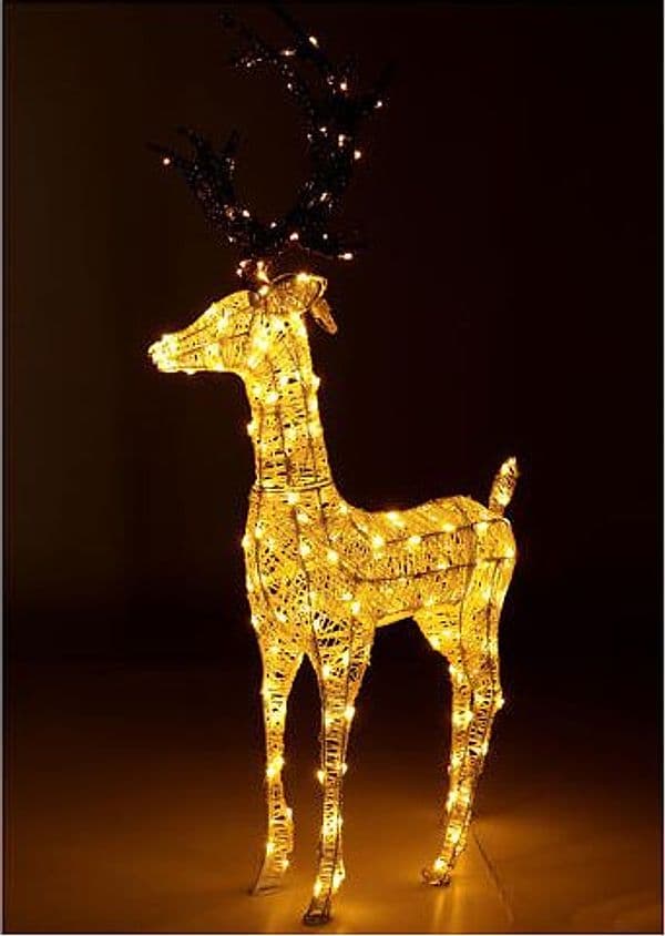Renna natalizia luminosa con Glitter Bianco e 200 led da esterno h 100 cm - 3