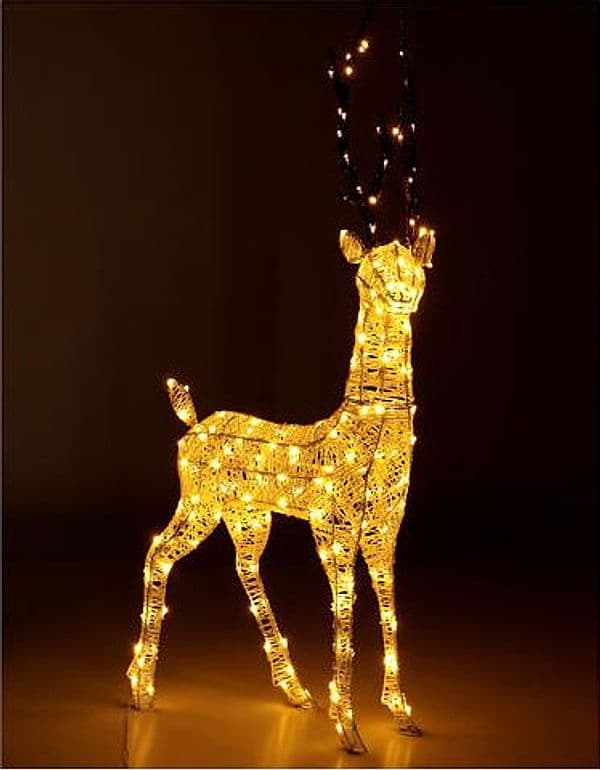 Renna natalizia luminosa con Glitter Bianco e 200 led da esterno h 100 cm - 4