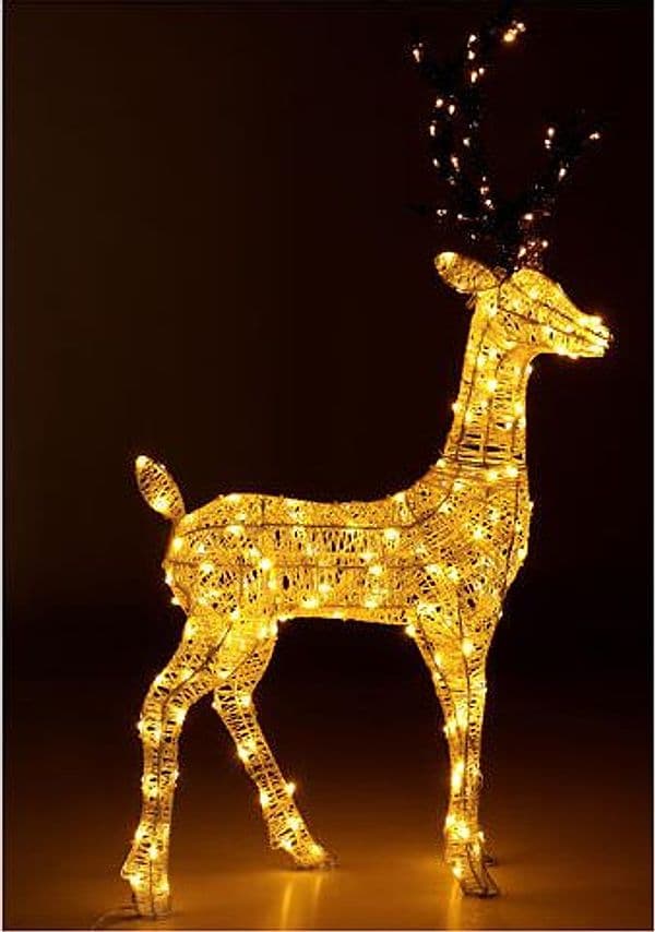 Renna natalizia luminosa con Glitter Bianco e 200 led da esterno h 100 cm - 5