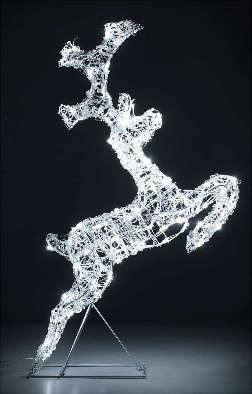 Renna che salta luminosa in filo di cristallo per uso interno ed esterno h80 cm - 11