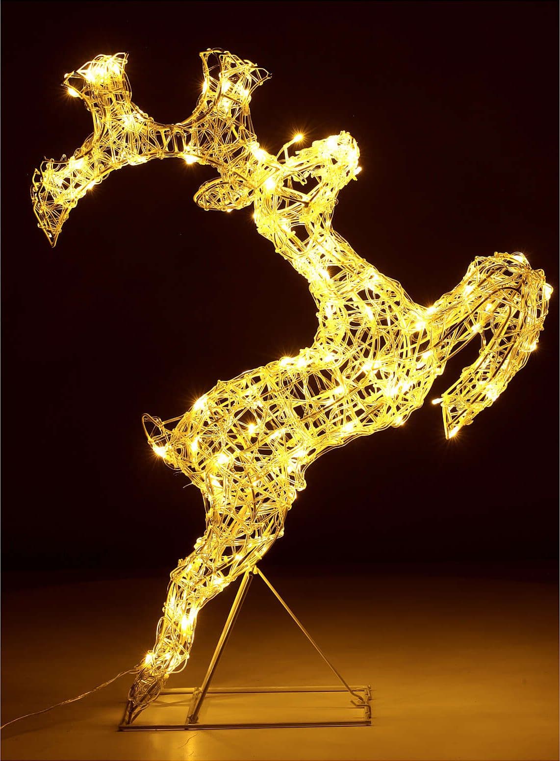 Renna che salta luminosa in filo di cristallo per uso interno ed esterno h80 cm - 13