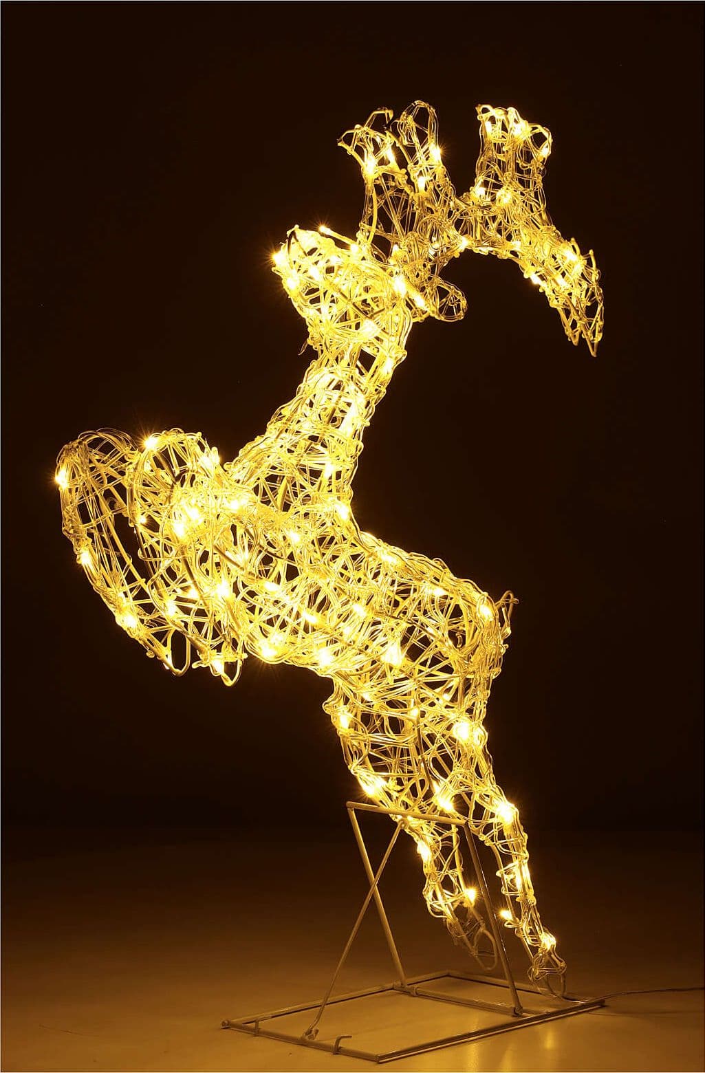 Renna che salta luminosa in filo di cristallo per uso interno ed esterno h80 cm - 14