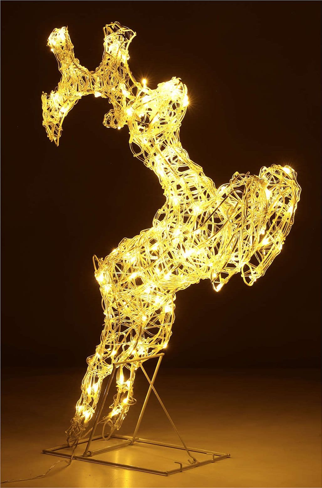Renna che salta luminosa in filo di cristallo per uso interno ed esterno h80 cm - 15