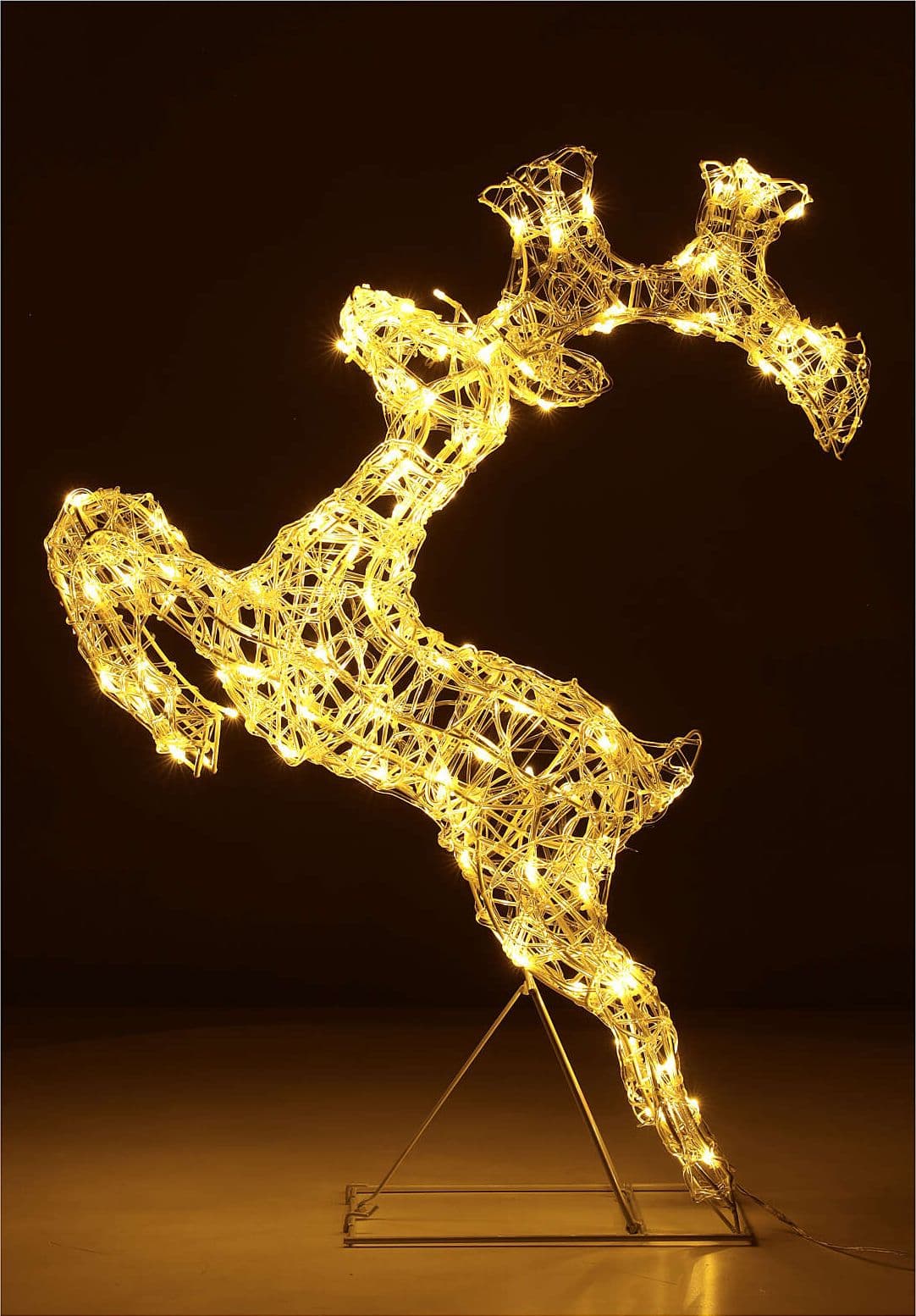 Renna che salta luminosa in filo di cristallo per uso interno ed esterno h80 cm - 17