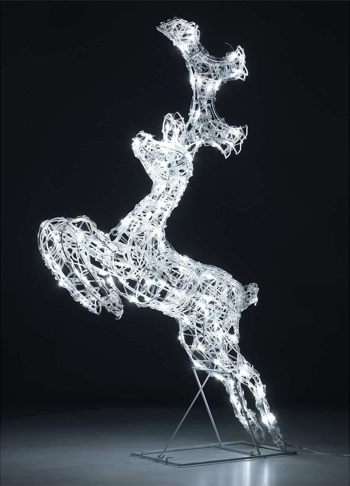 Renna che salta luminosa in filo di cristallo per uso interno ed esterno h80 cm - 6