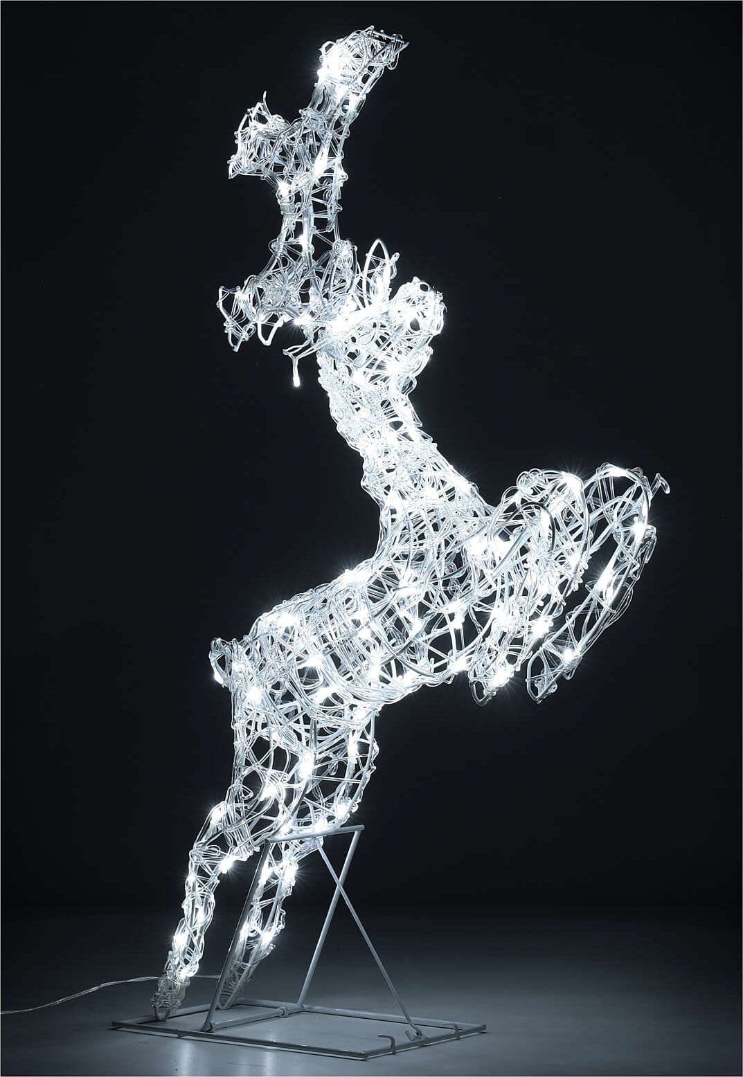 Renna che salta luminosa in filo di cristallo per uso interno ed esterno h80 cm - 7