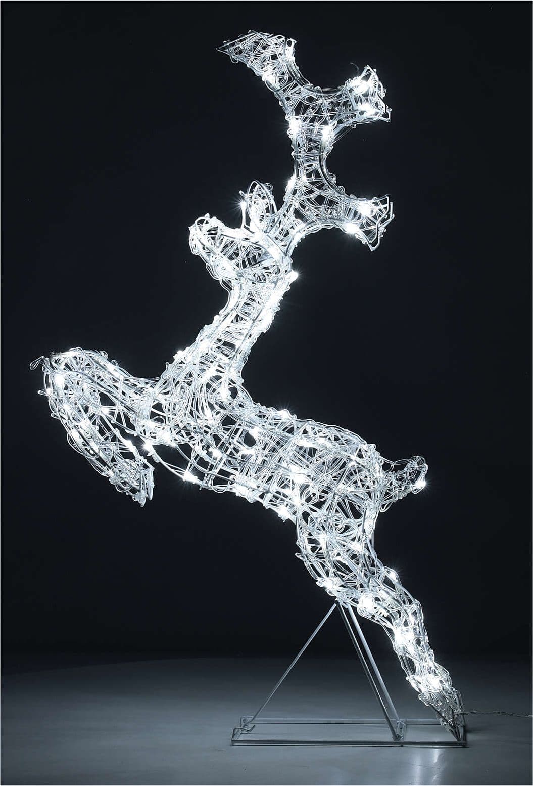 Renna che salta luminosa in filo di cristallo per uso interno ed esterno h80 cm - 9
