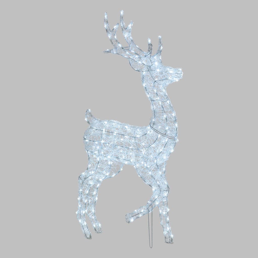 Renna luminosa con zampa alzata in acrilico luce a led bianco freddo h125 cm - 4