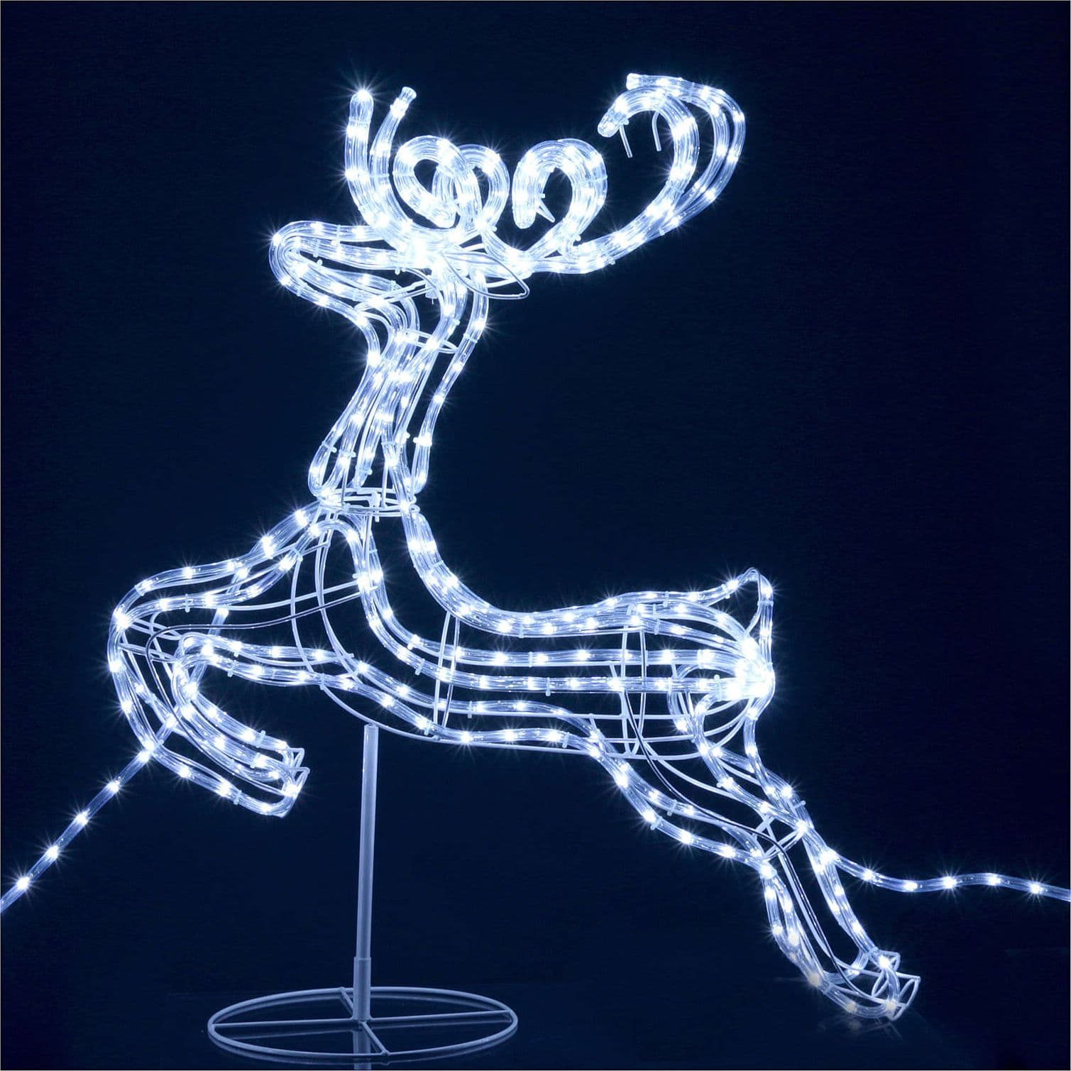 Figura luminosa 2 renne con slitta decorazione natalizia per esterno 4 mt - 2