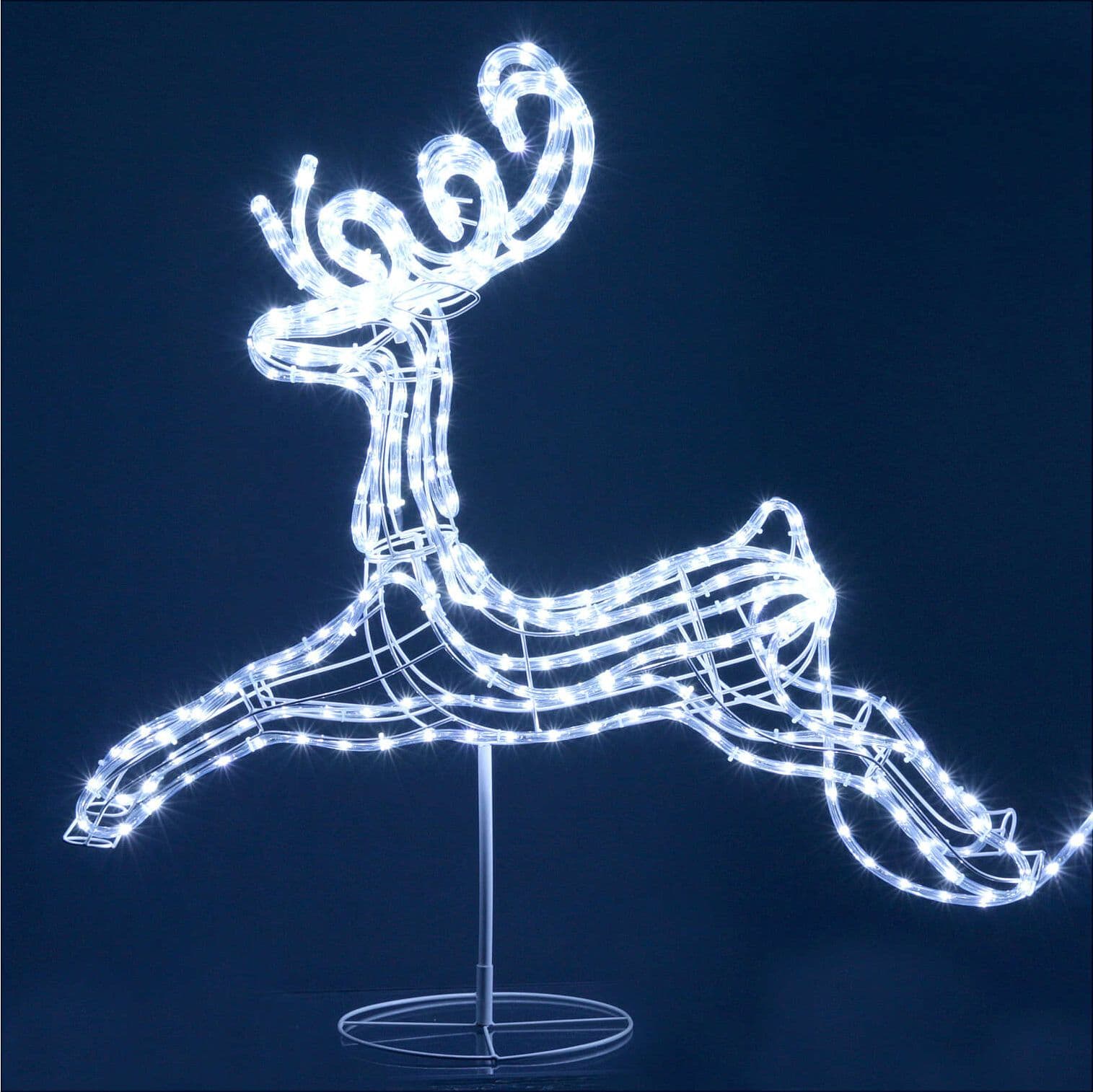 Figura luminosa 2 renne con slitta decorazione natalizia per esterno 4 mt - 3