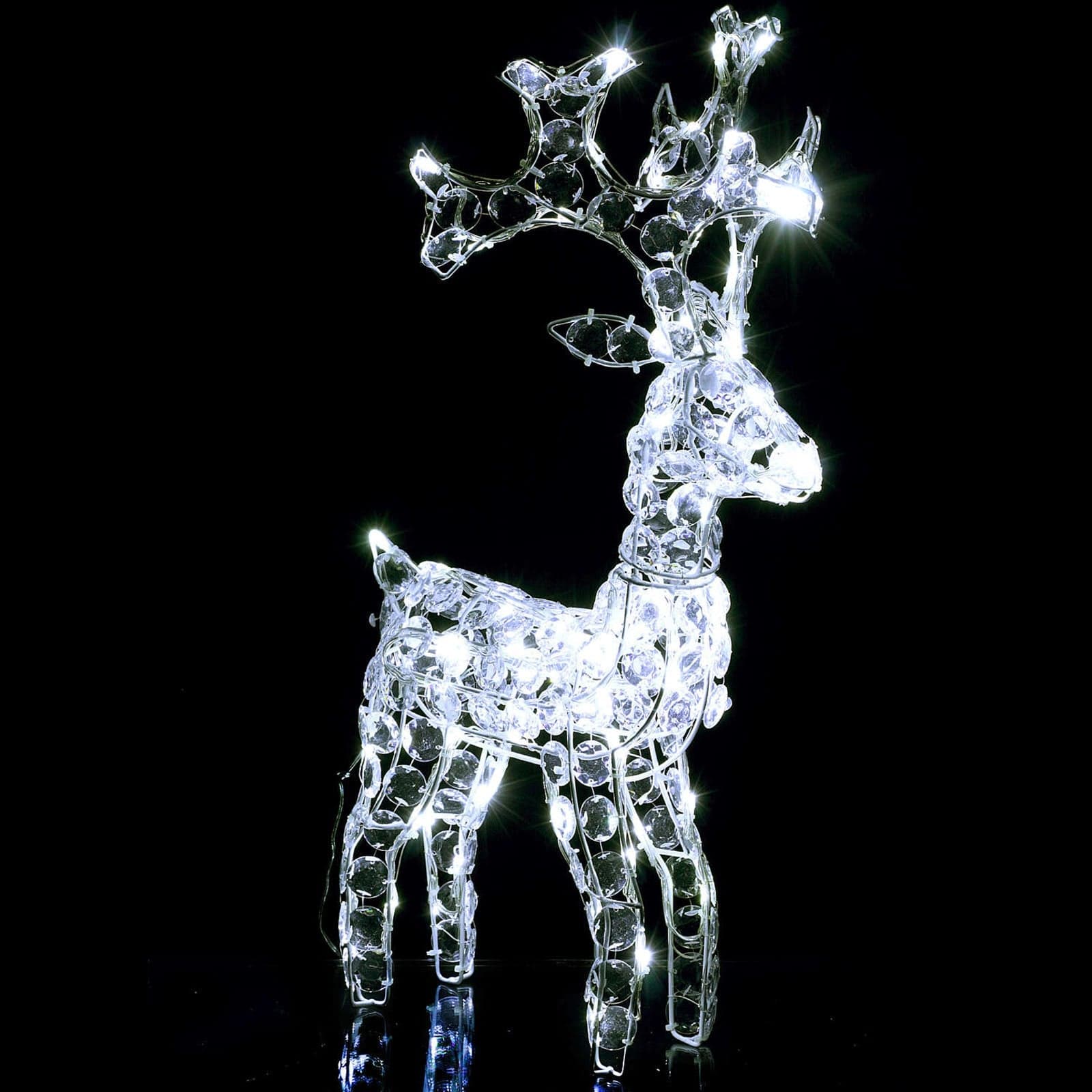 Decorazione natalizia "Renna in Piedi" con cristalli 80 led da esterno h 66 cm - 3