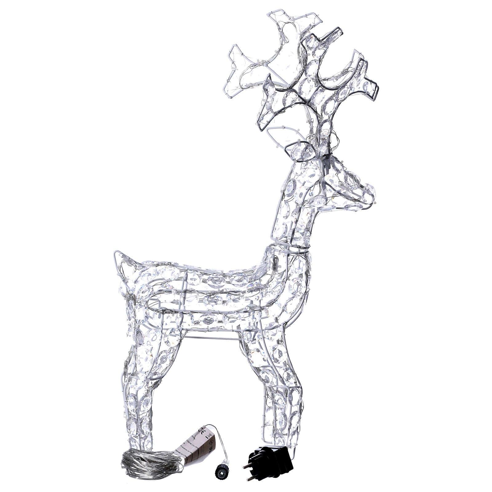 Decorazione natalizia "Renna in Piedi" con cristalli 80 led da esterno h 66 cm - 4