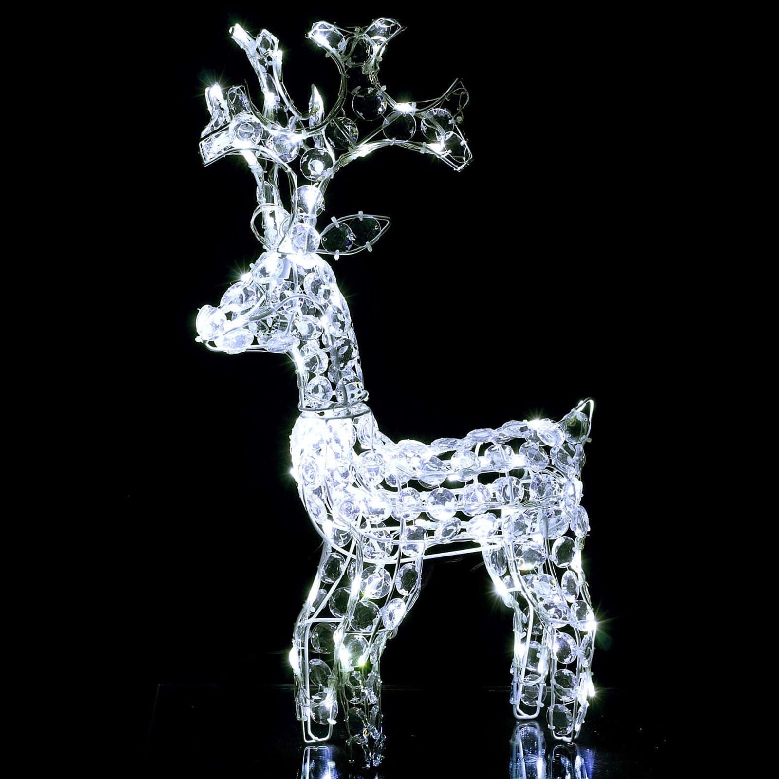 Decorazione natalizia "Renna in Piedi" con cristalli 80 led da esterno h 66 cm - 5