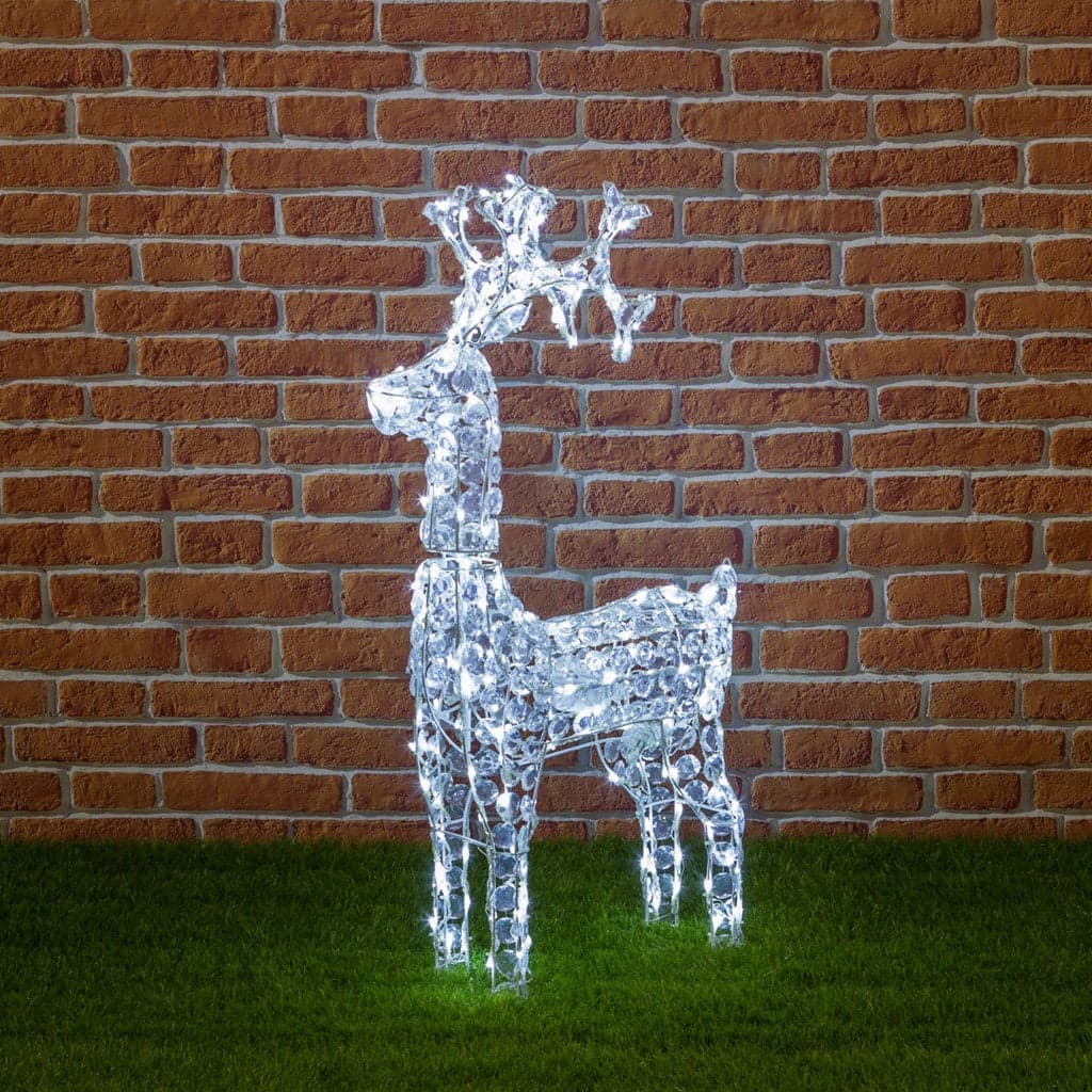 Renna natalizia luminosa a luce fissa con cristalli a led decorazione per interno ed esterno - 19