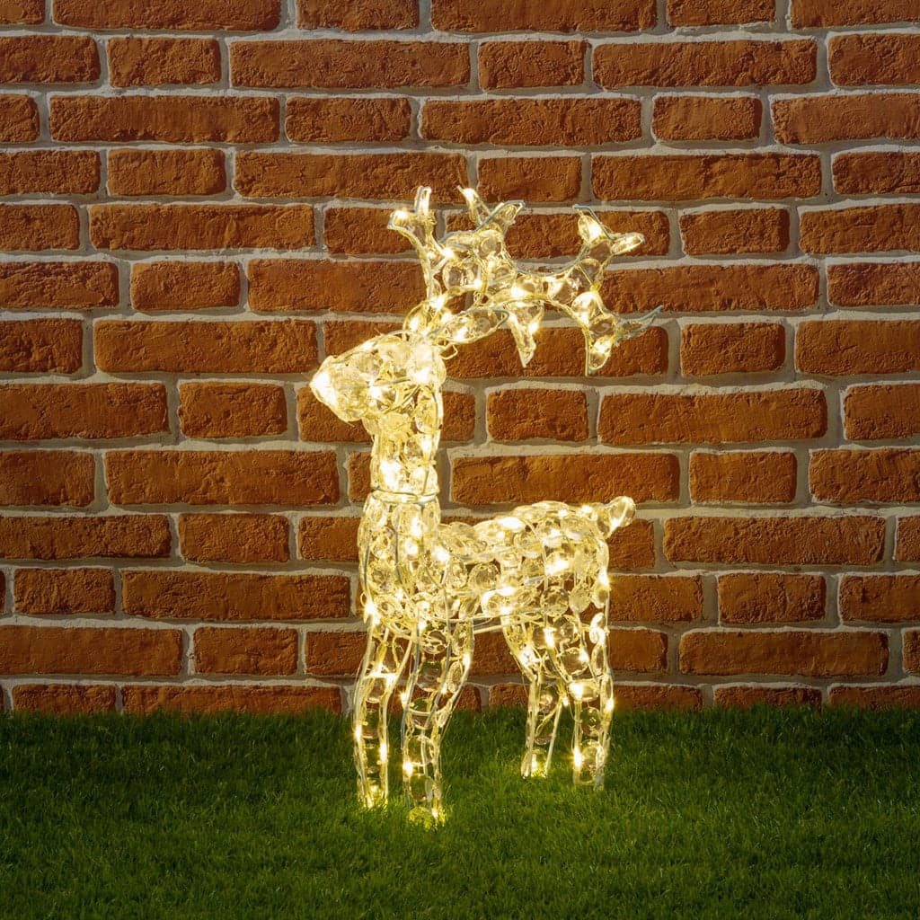 Renna natalizia luminosa a luce fissa con cristalli a led decorazione per interno ed esterno - 22