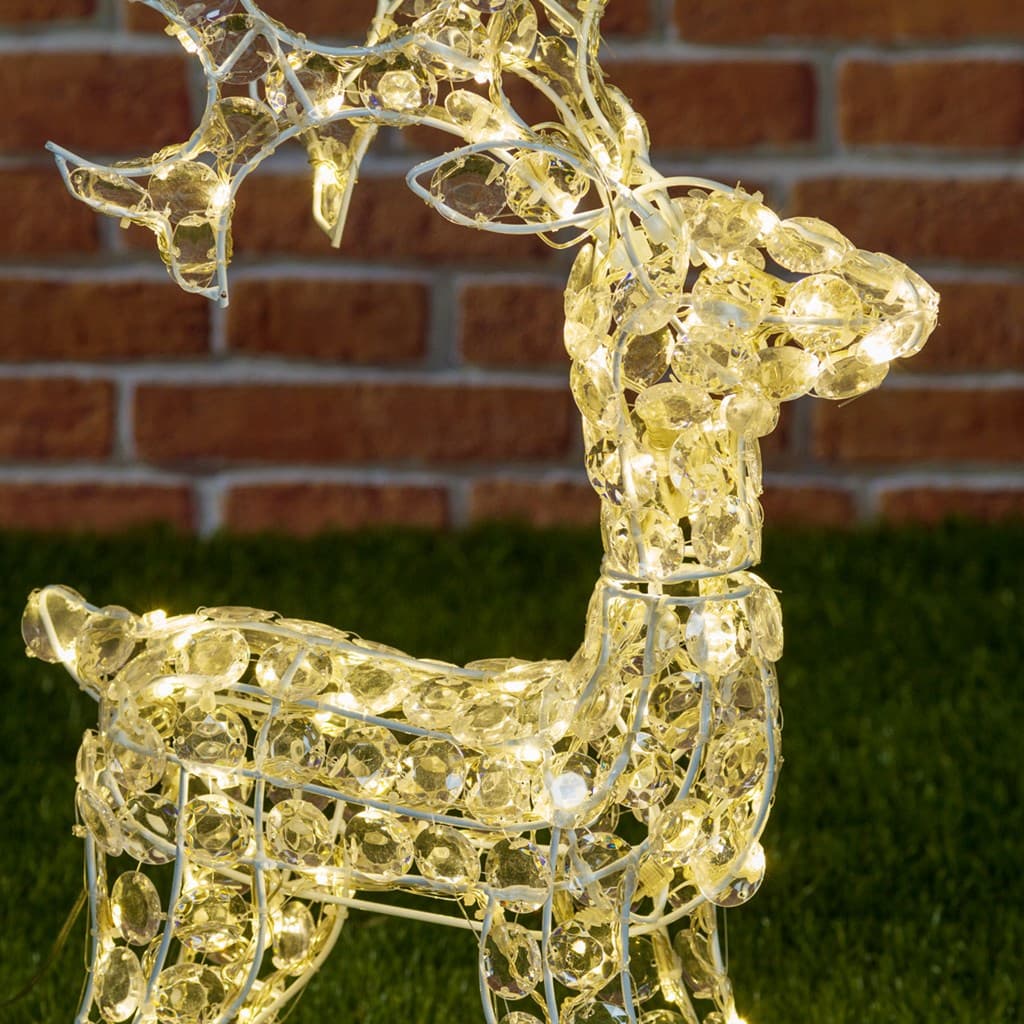 Renna natalizia luminosa a luce fissa con cristalli a led decorazione per interno ed esterno - 24