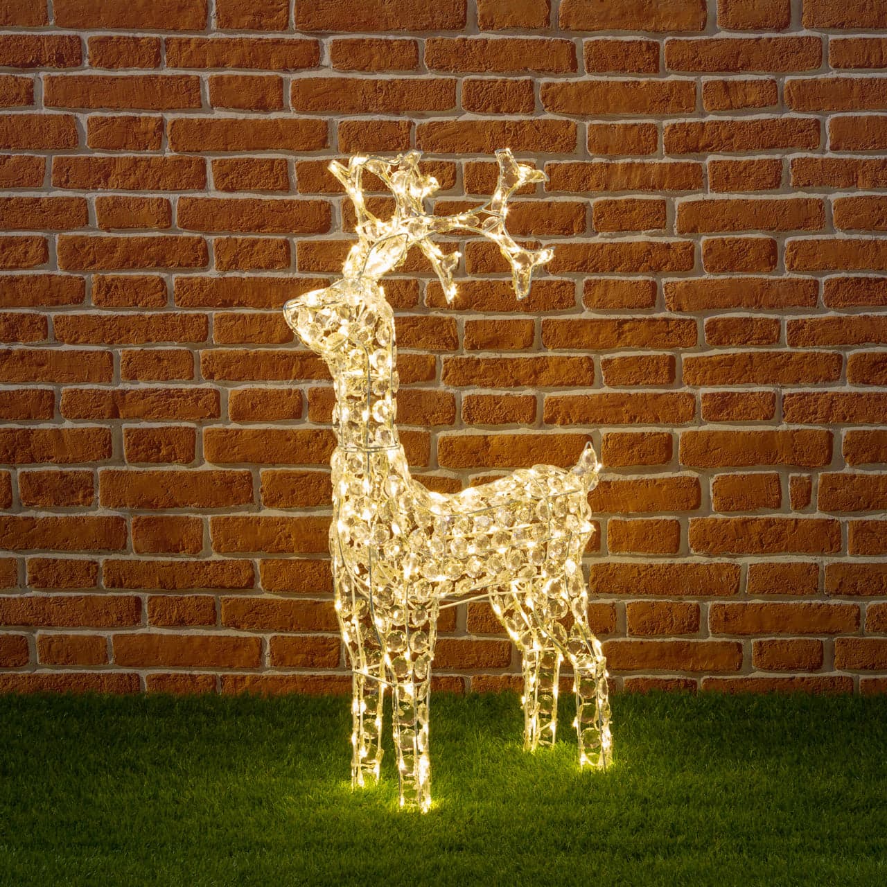 Renna natalizia luminosa a luce fissa con cristalli a led decorazione per interno ed esterno - 29