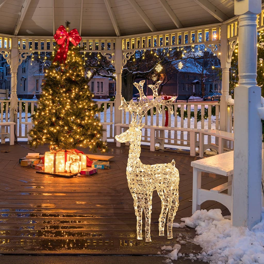Renna natalizia luminosa a luce fissa con cristalli a led decorazione per interno ed esterno - 35