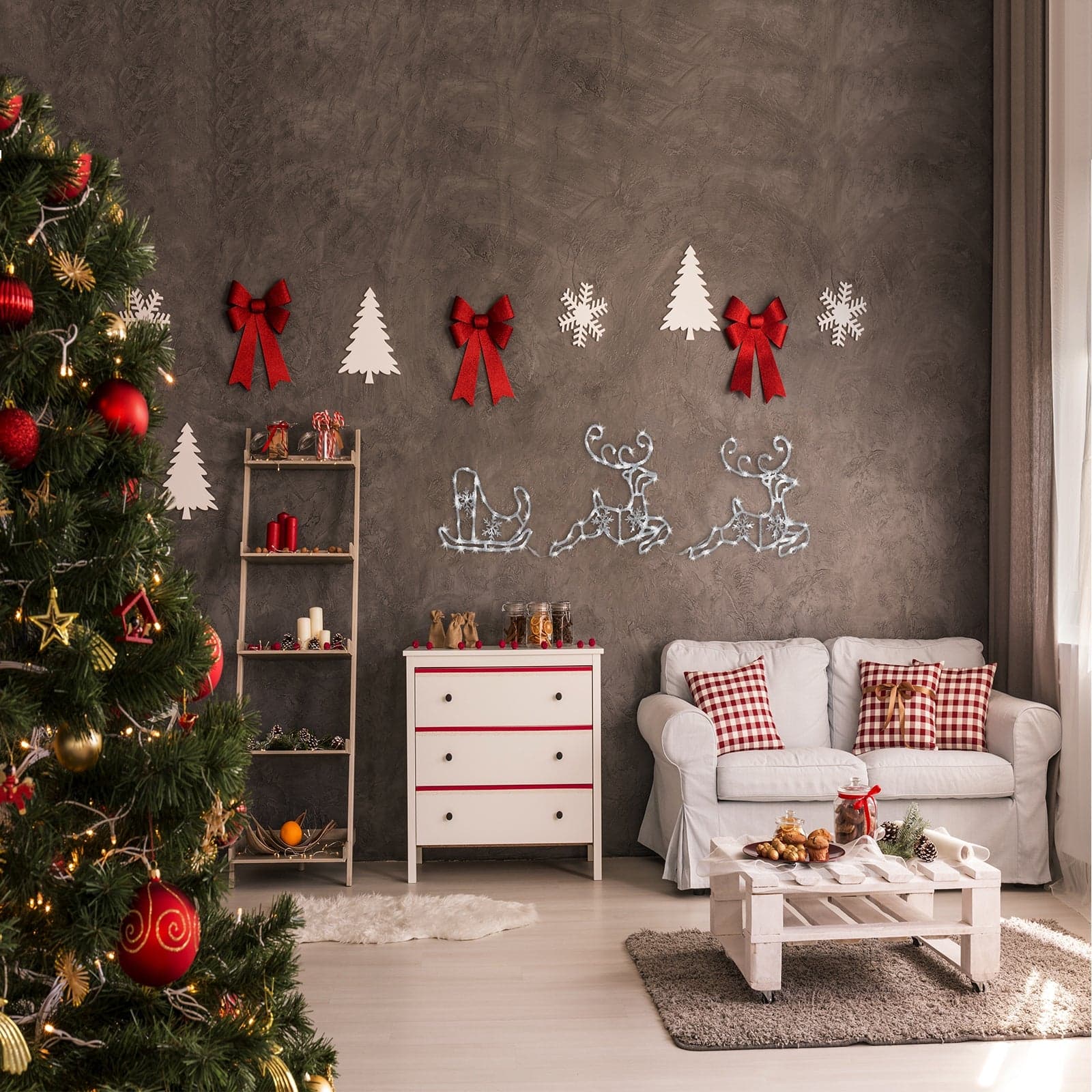 Figura luminosa 2 renne con slitta led decorazione natalizia per esterno - 6