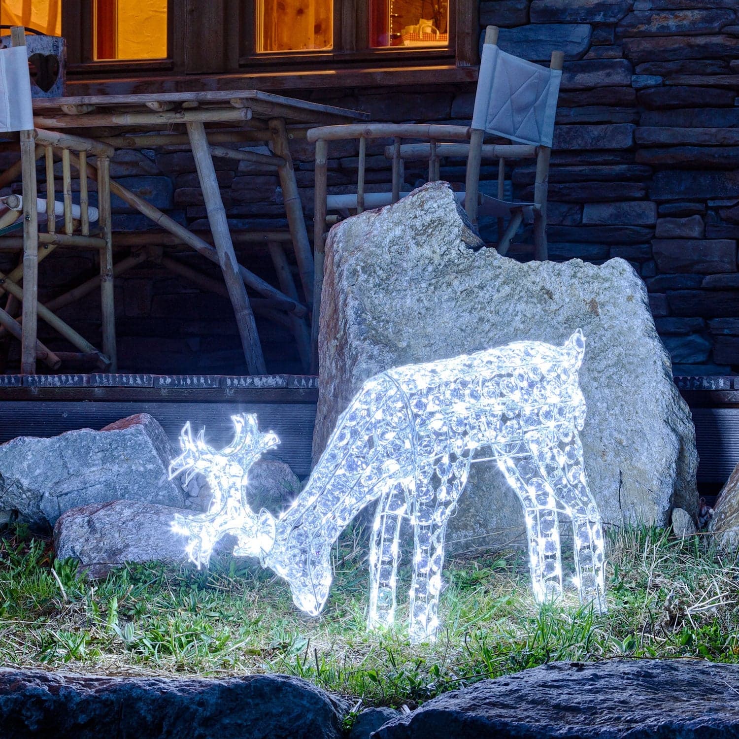 Renna natale che bruca luminosa da esterno luce fredda 200 led decorazioni natalizia - 5