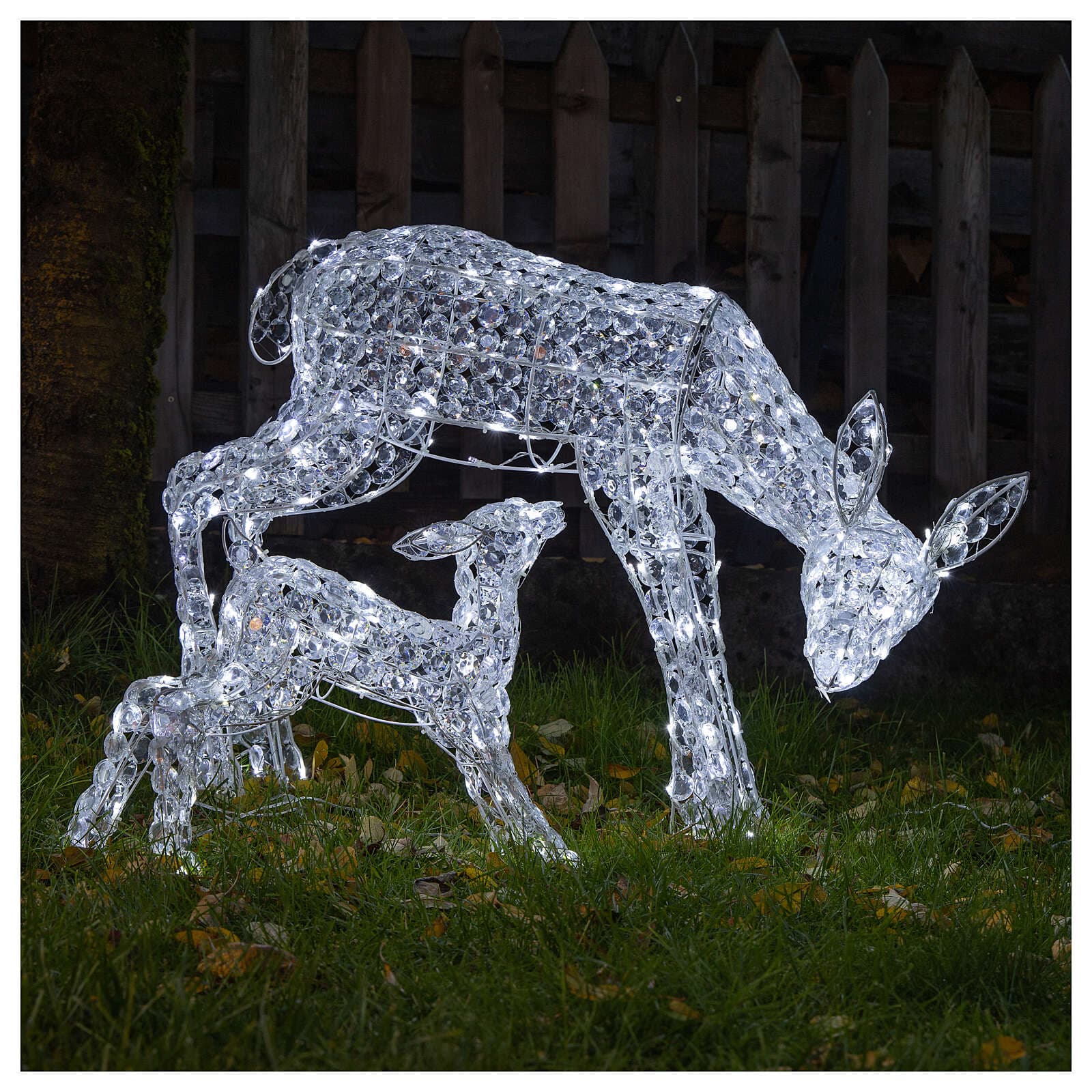 Decorazione natalizia "Renna e cucciolo" con cristalli 230 led da esterno h 72 cm - 2