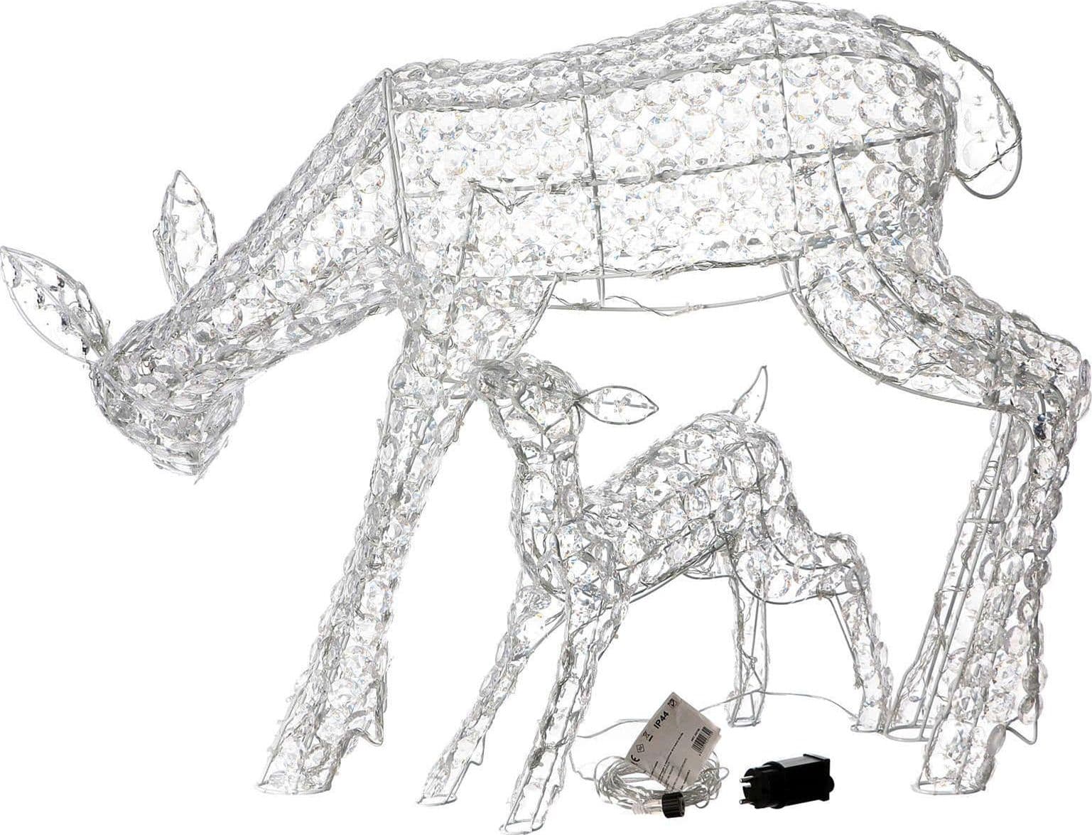 Decorazione natalizia "Renna e cucciolo" con cristalli 230 led da esterno h 72 cm - 3