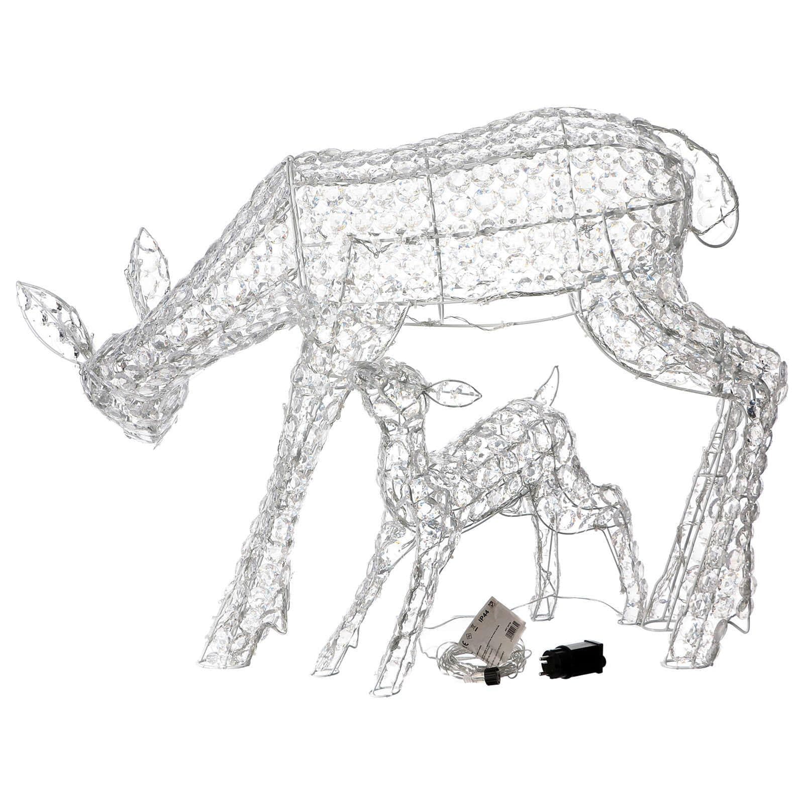 Decorazione natalizia "Renna e cucciolo" con cristalli 230 led da esterno h 72 cm - 3