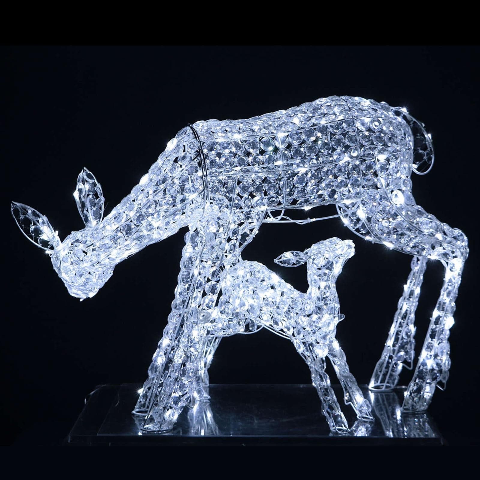 Decorazione natalizia "Renna e cucciolo" con cristalli 230 led da esterno h 72 cm - 4