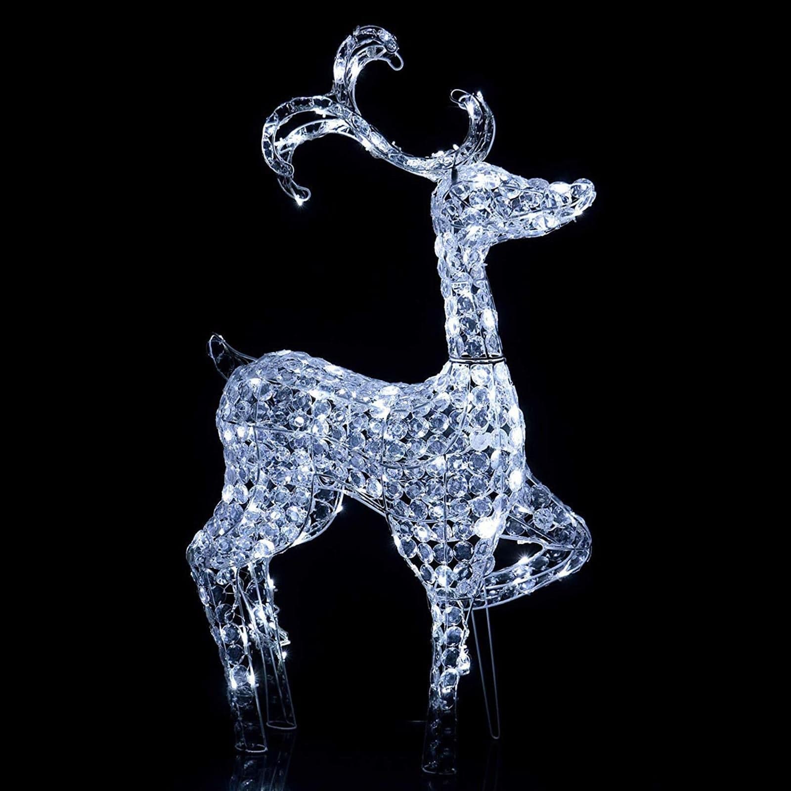 Decorazione natalizia "Renna in Piedi" con cristalli 120 led da esterno h 92 cm - 2