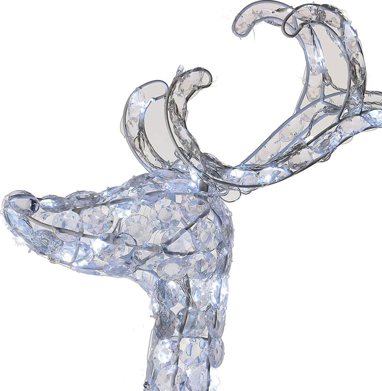 Decorazione natalizia "Renna in Piedi" con cristalli 120 led da esterno h 92 cm - 4