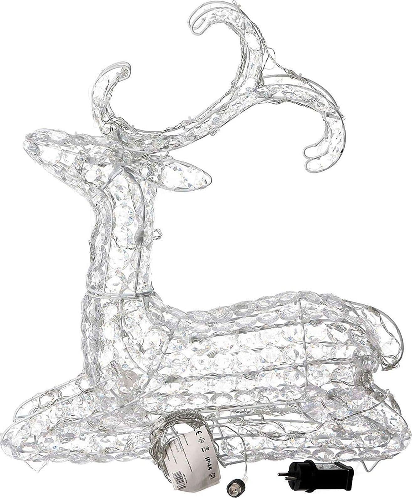 Renna luminosa seduta decorazione natale cristalli 120 led da esterno h 60 cm - 3