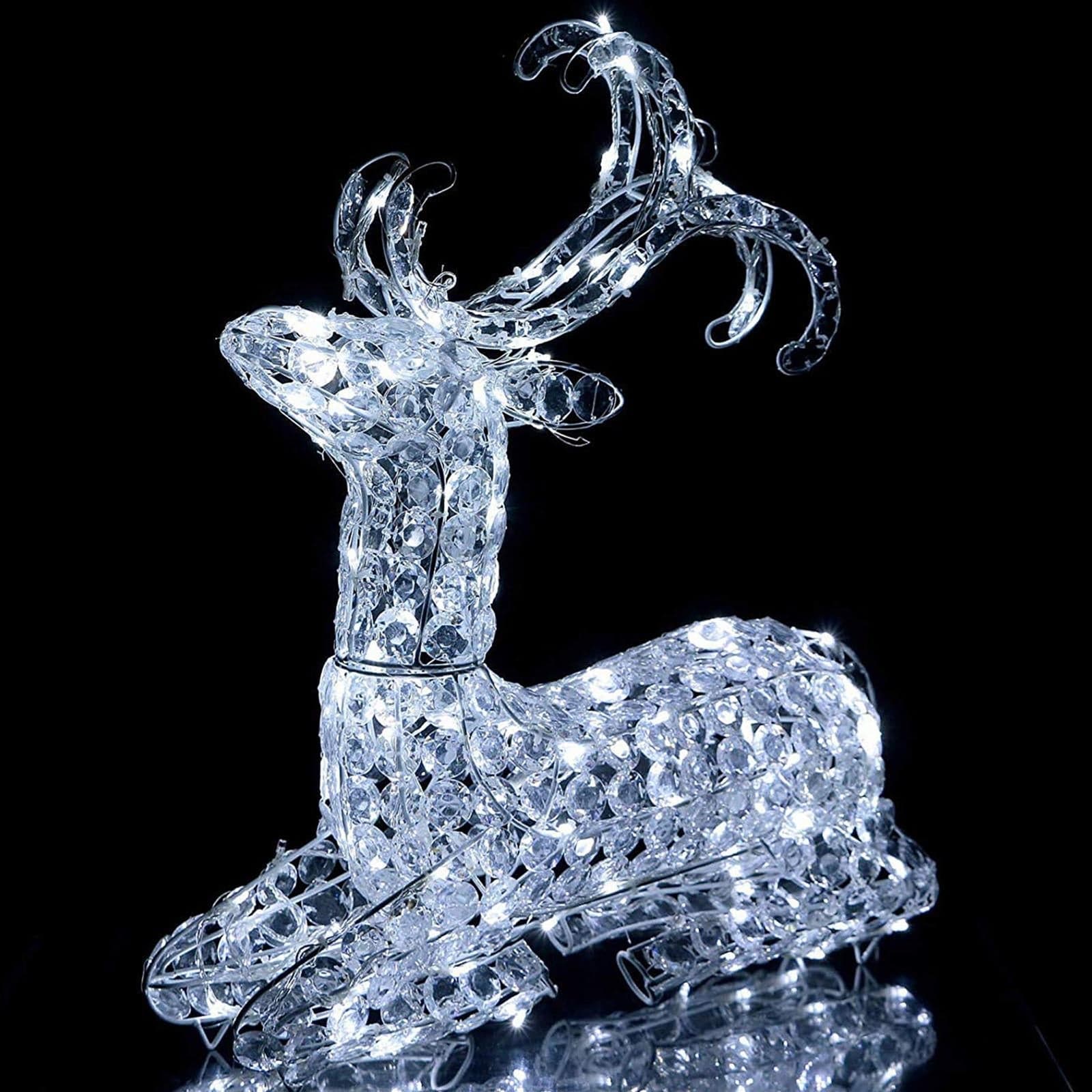 Renna luminosa seduta decorazione natale cristalli 120 led da esterno h 60 cm - 4