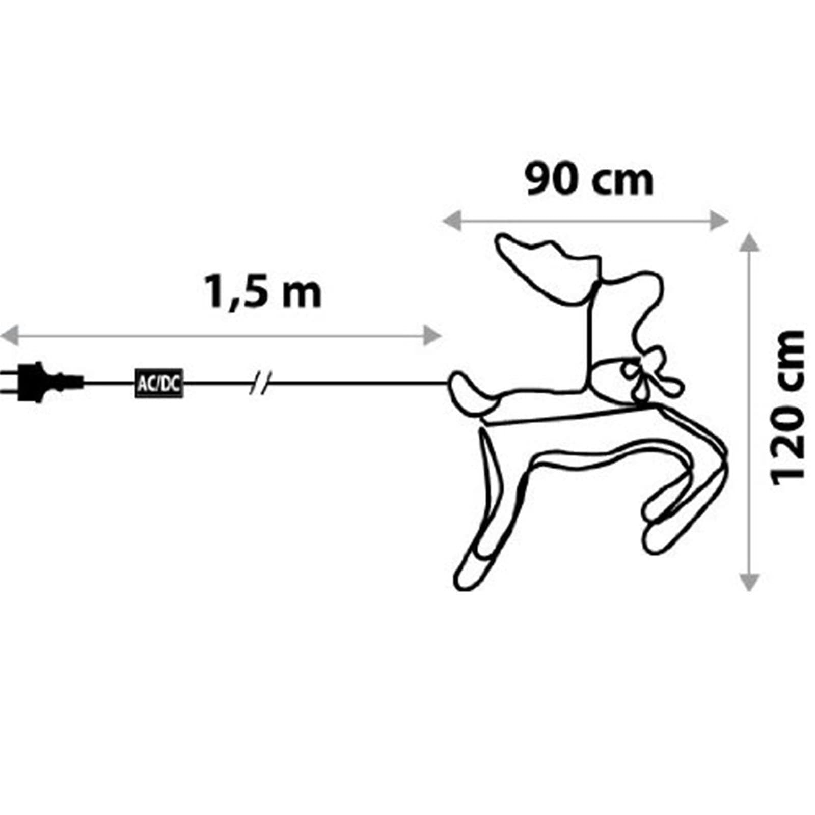 Renna luminosa di natale con tubo a led luce calda per esterno 120 cm addobbi natalizi - 8