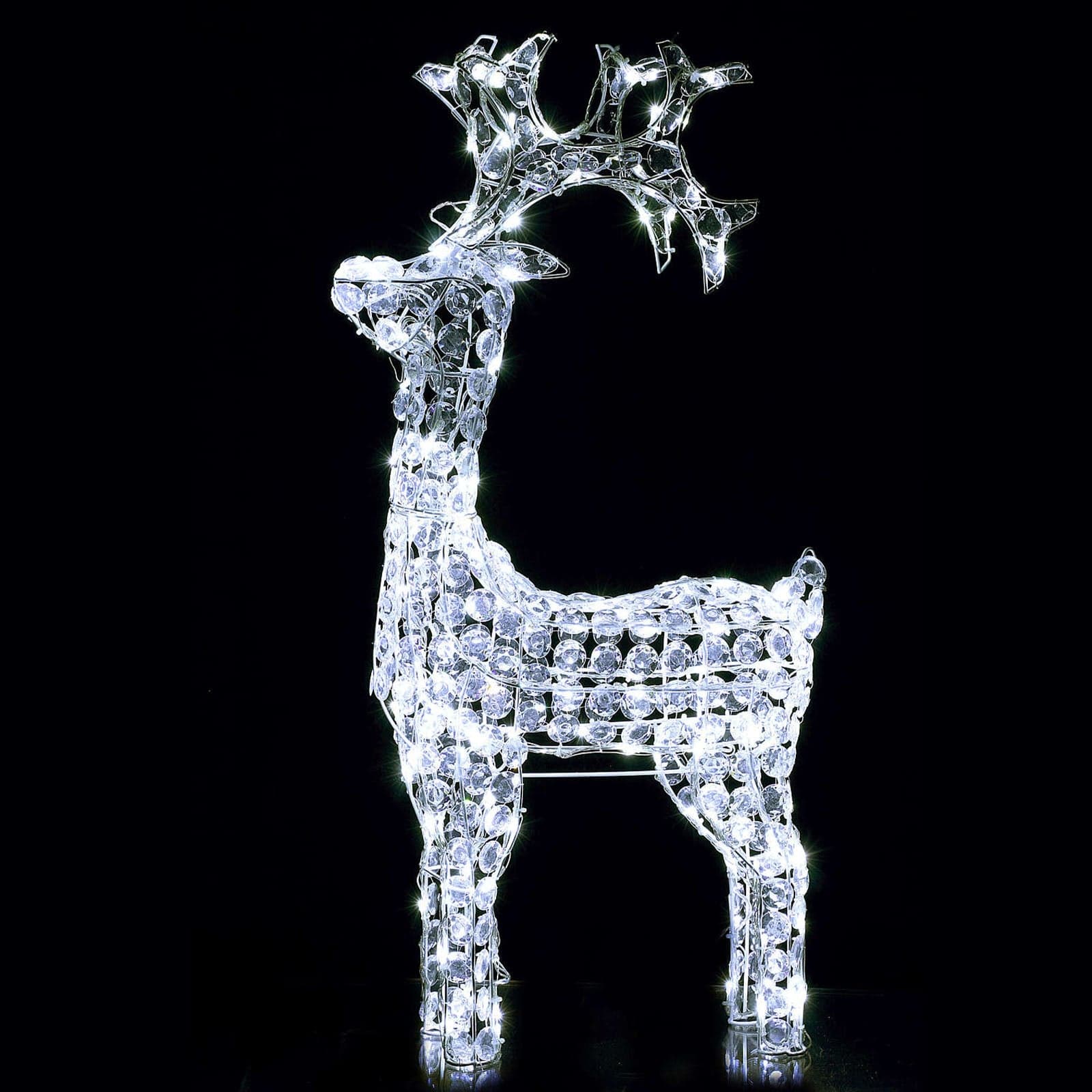 Decorazione natalizia "Renna in Piedi" con cristalli e 150 led da esterno h 92 cm - 4