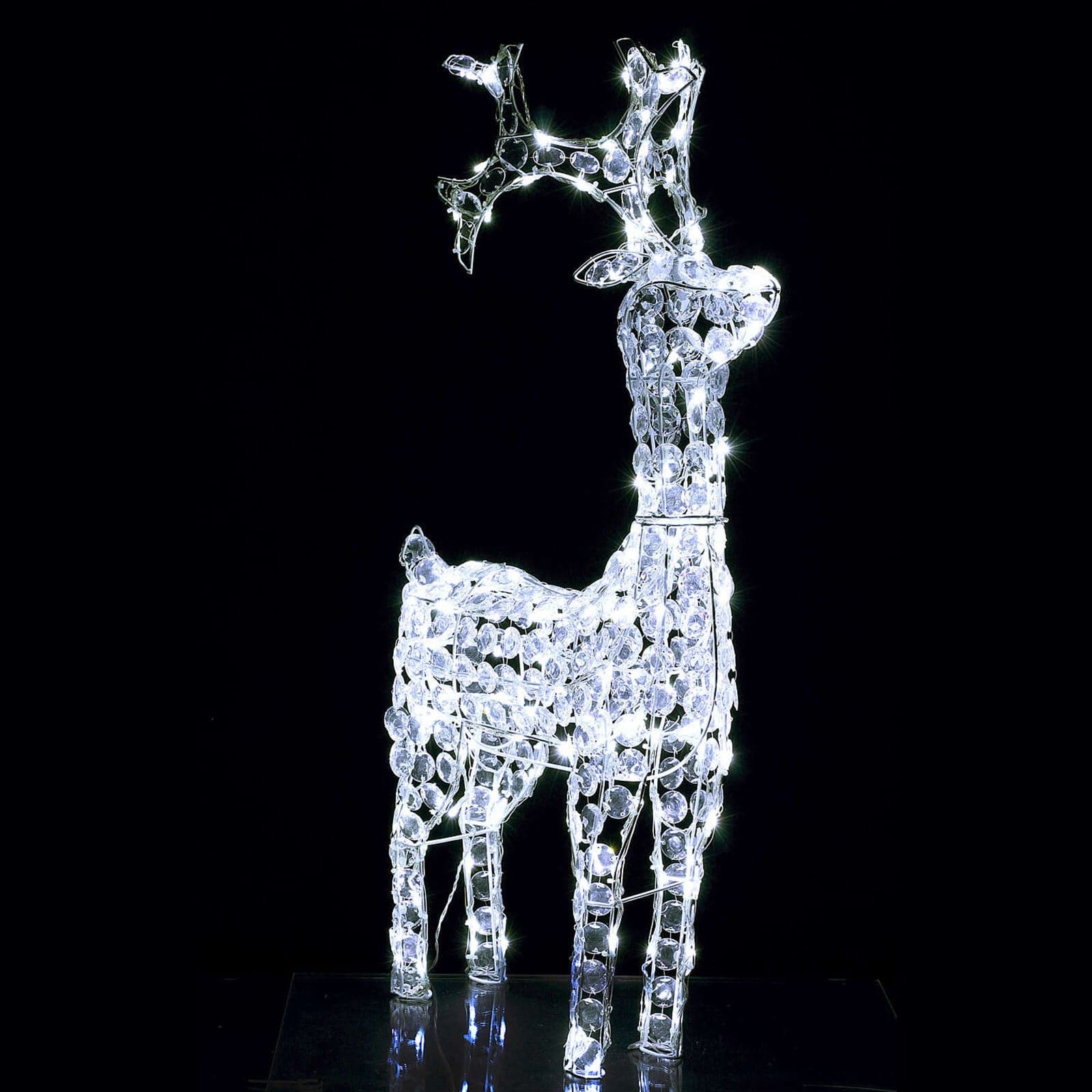 Decorazione natalizia "Renna in Piedi" con cristalli e 150 led da esterno h 92 cm - 5