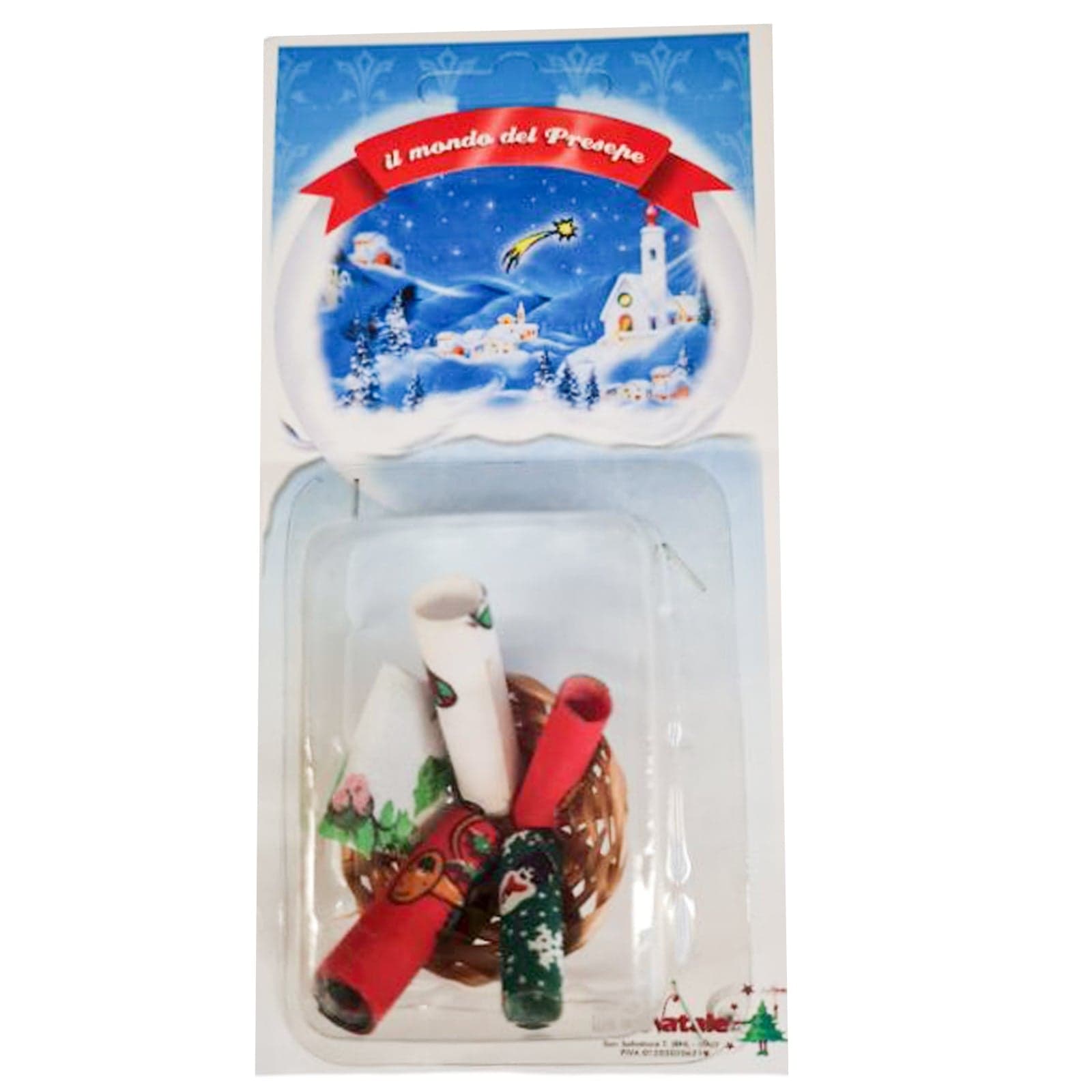 Cesto con panni e stoffe per decorazione presepe in miniatura - 2