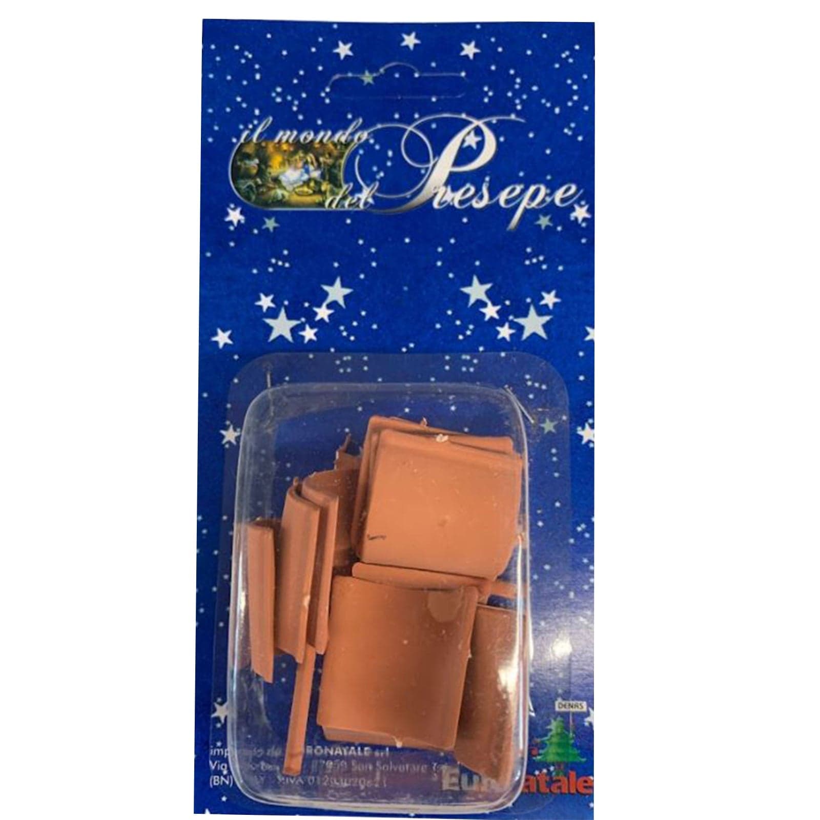 Set 12 tegole in terracotta decorazione per case e tetti presepe 3 cm - 5